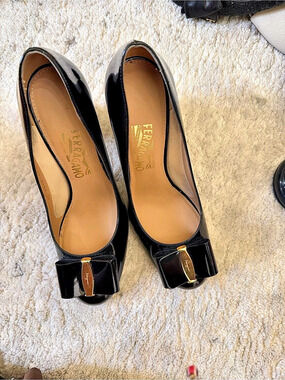 Ferragamo Black Bow Heels